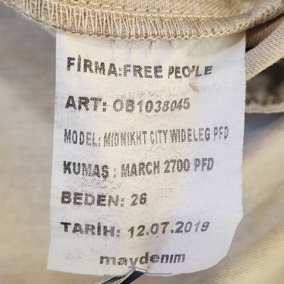 Free People We The Free Midnight City Wide Leg Jeans 26 Beige High Rise Pleated - Picture 8 of 11